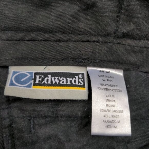 Edwards Men's Flat Front Dress Pants Size 40 X 32 Solid Black Work Business - Picture 5 of 6